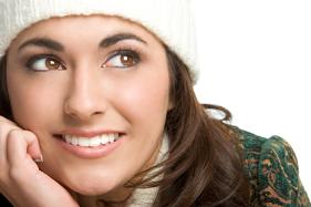 Beautiful Brunette Winter Clothes Smile Brown Eyes